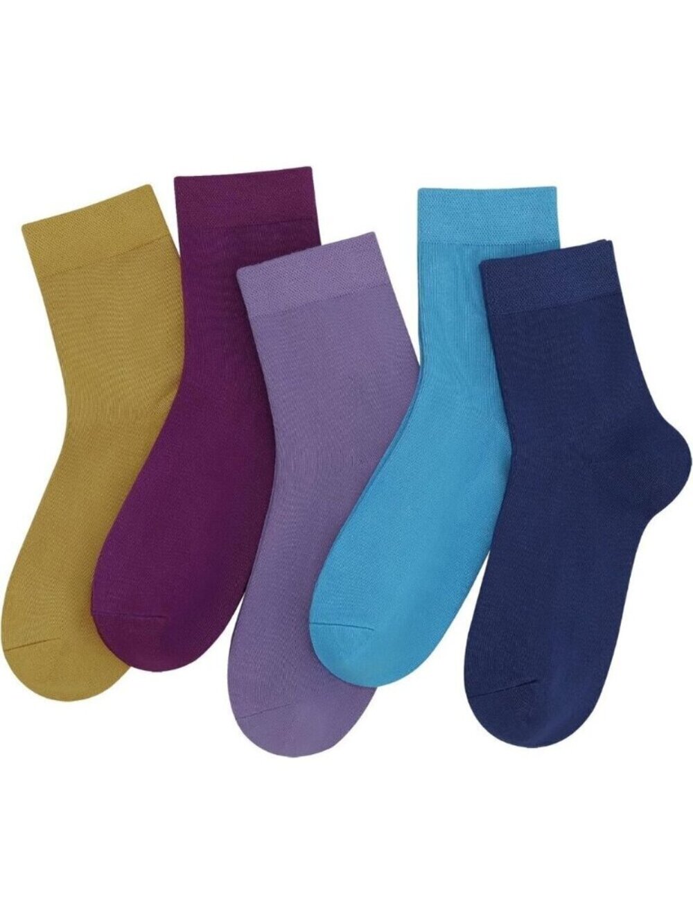 Women 5 Pairs Royal Colors Crew Thin Ankle Height Anti Odor Soft Ankle Socks